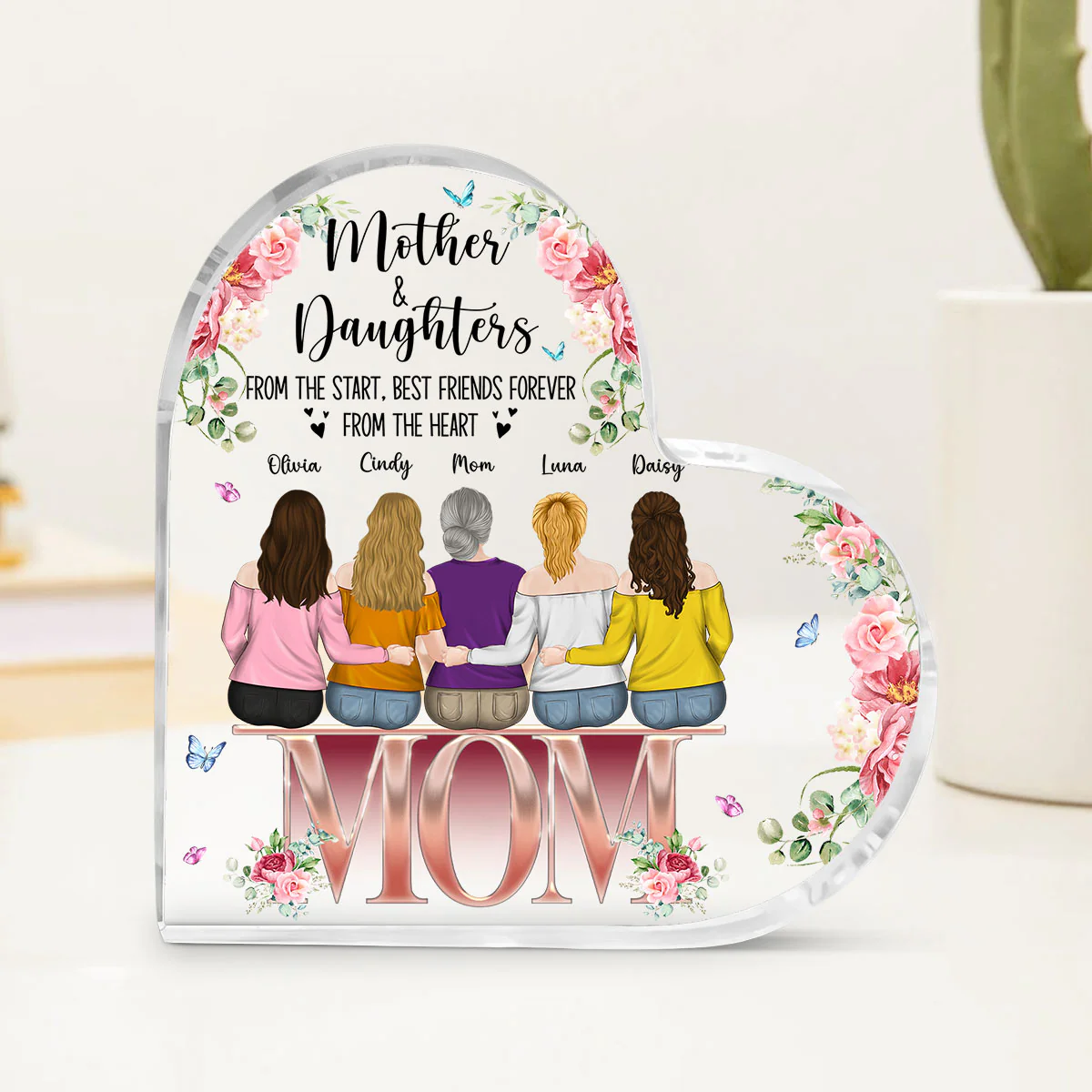 Mother And Daughters - Personalized Custom Acrylic Plaque - Image 3