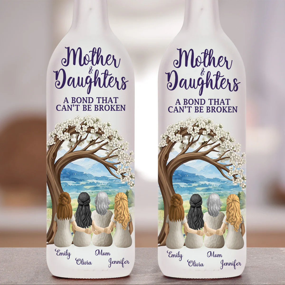 Mother And Daughters - Personalized Custom Bottle Lamp - Image 5