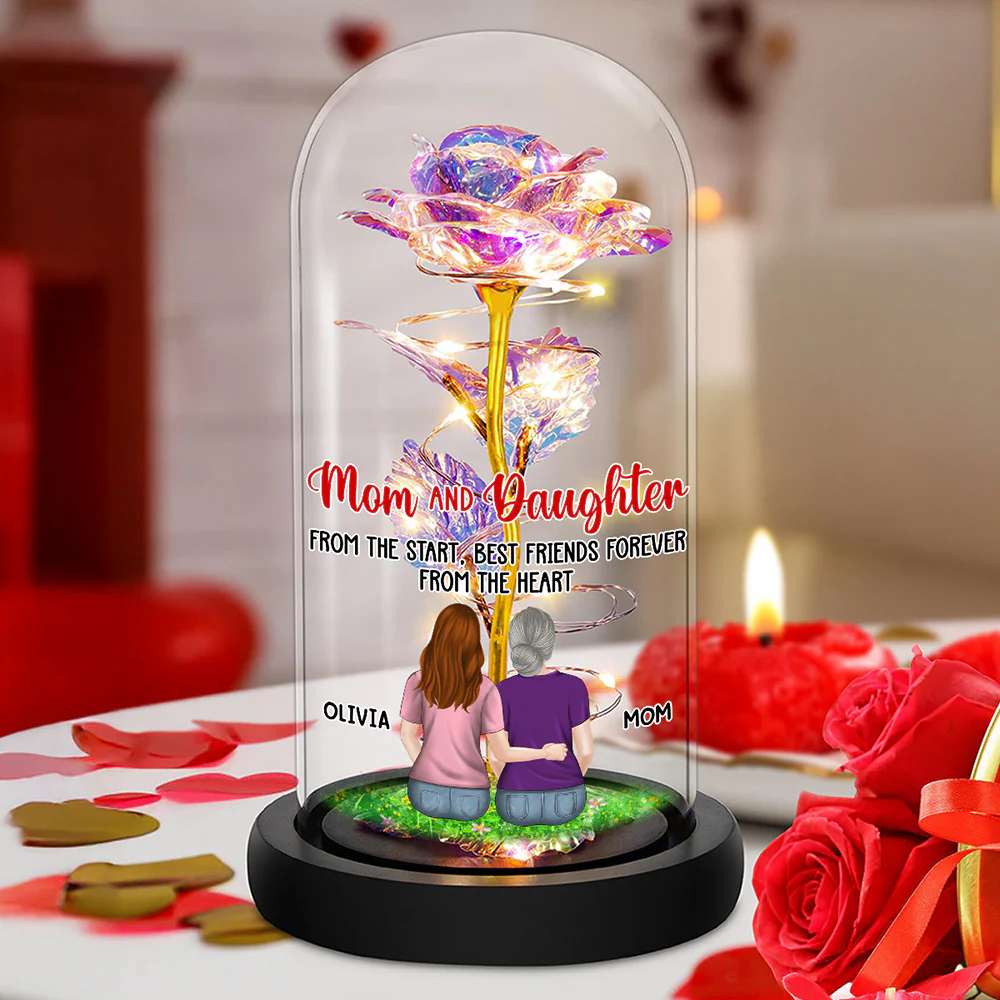 Mother And Daughters - Personalized Custom Sparkly Rose - Image 3