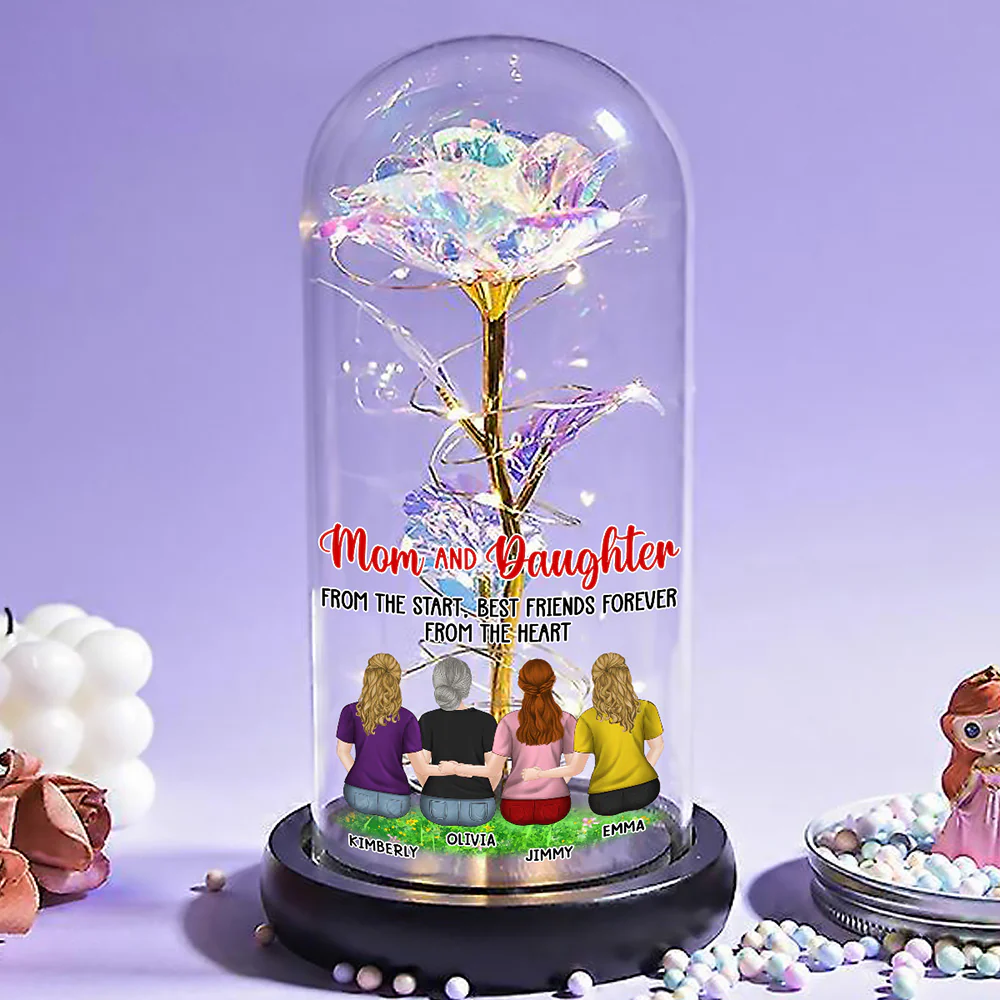 Mother And Daughters - Personalized Custom Sparkly Rose - Image 4