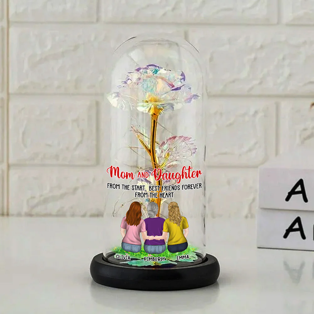 Mother And Daughters - Personalized Custom Sparkly Rose - Image 5