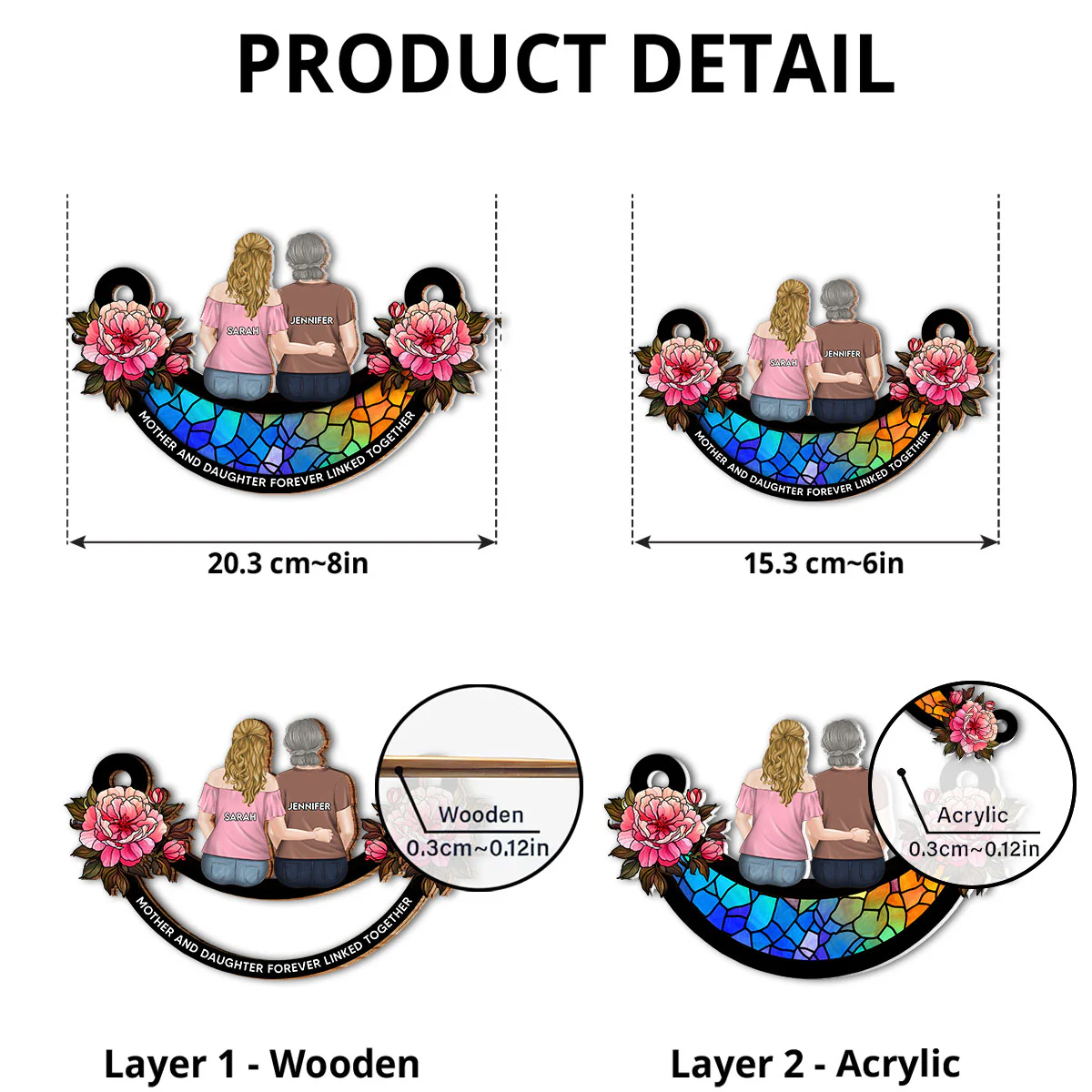 Mother And Daughters - Personalized Custom Suncatcher - Image 4