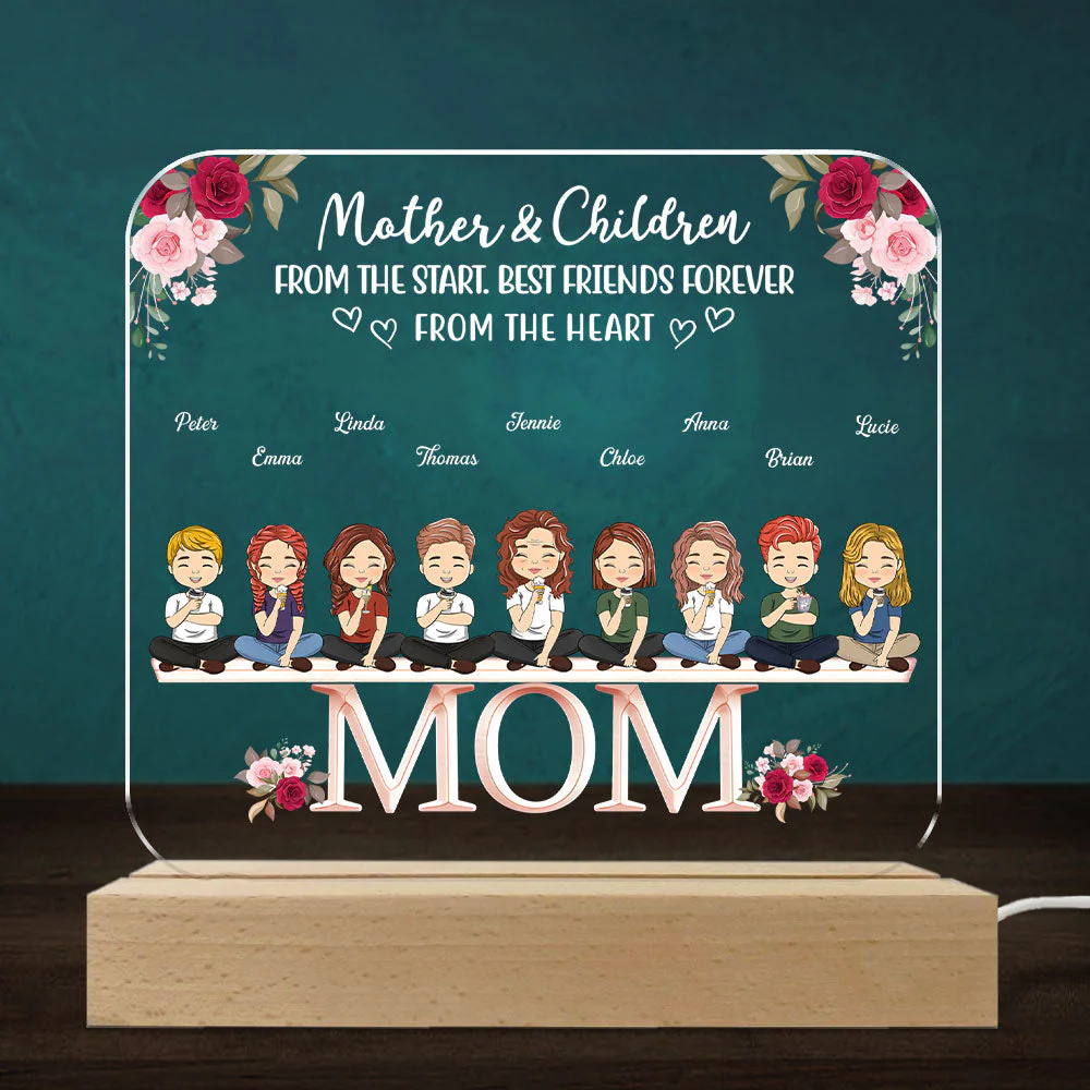 Mother And Daughters Sons Children From The Start - Personalized Custom LED Light - Image 4