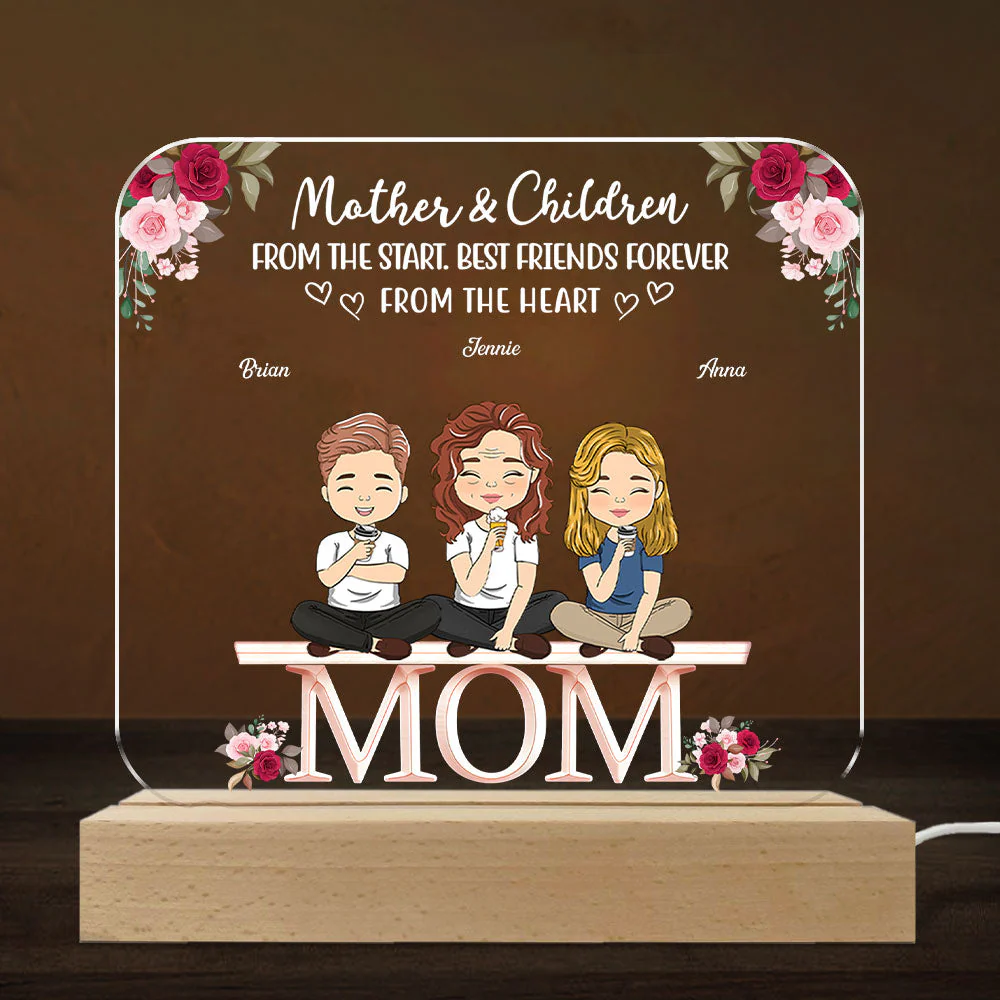 Mother And Daughters Sons Children From The Start - Personalized Custom LED Light - Image 5