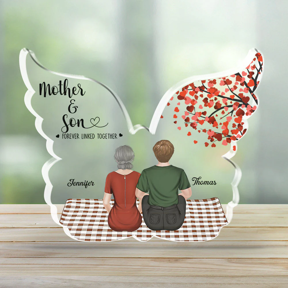 Mother And Son Forever Linked Together - Personalized Custom Acrylic Plaque