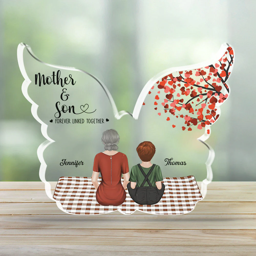 Mother And Son Forever Linked Together - Personalized Custom Acrylic Plaque - Image 2