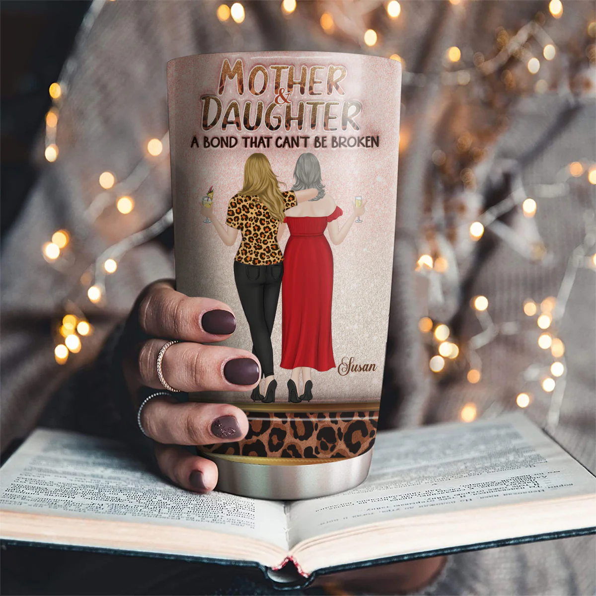 Mother & Daughters A Bond That Can't Be Broken - Personalized Custom 3D Inflated Effect Tumbler - Image 2