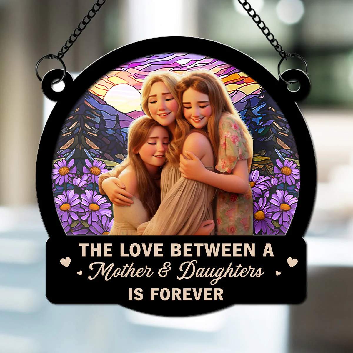 Mother Daughters Forever Linked Together - Personalized Custom Suncatcher - Image 2