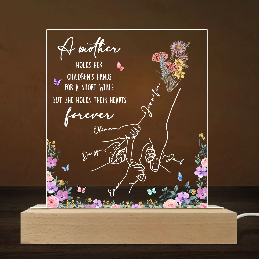 Mother Holds Her Children Heart Forever - Personalized Custom LED Light - Image 2
