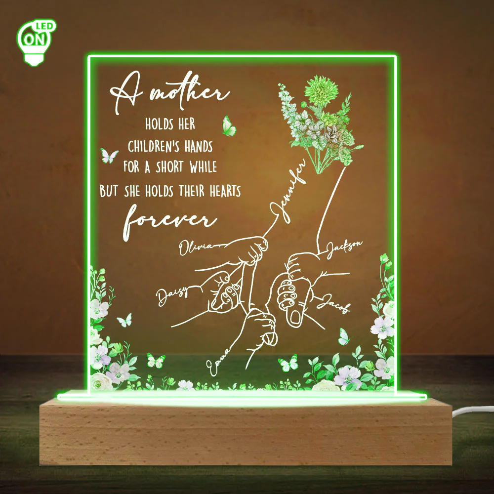 Mother Holds Her Children Heart Forever - Personalized Custom LED Light - Image 3