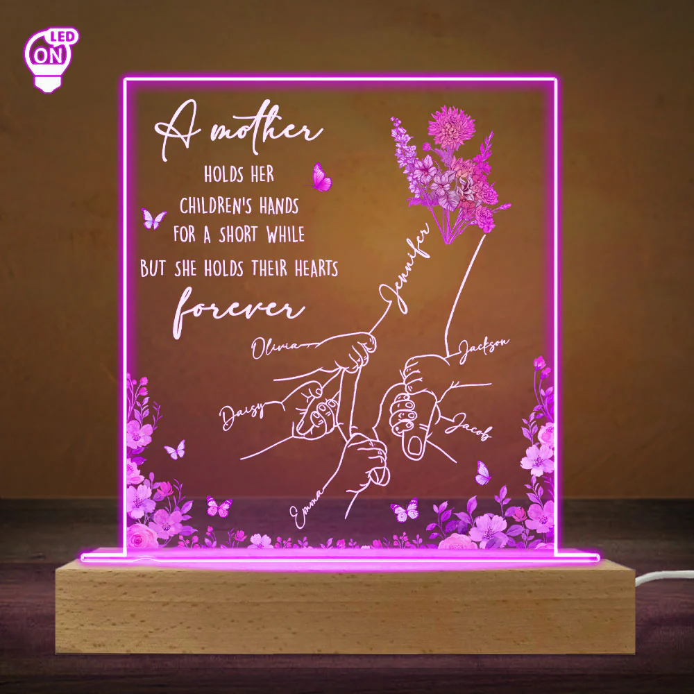 Mother Holds Her Children Heart Forever - Personalized Custom LED Light - Image 4