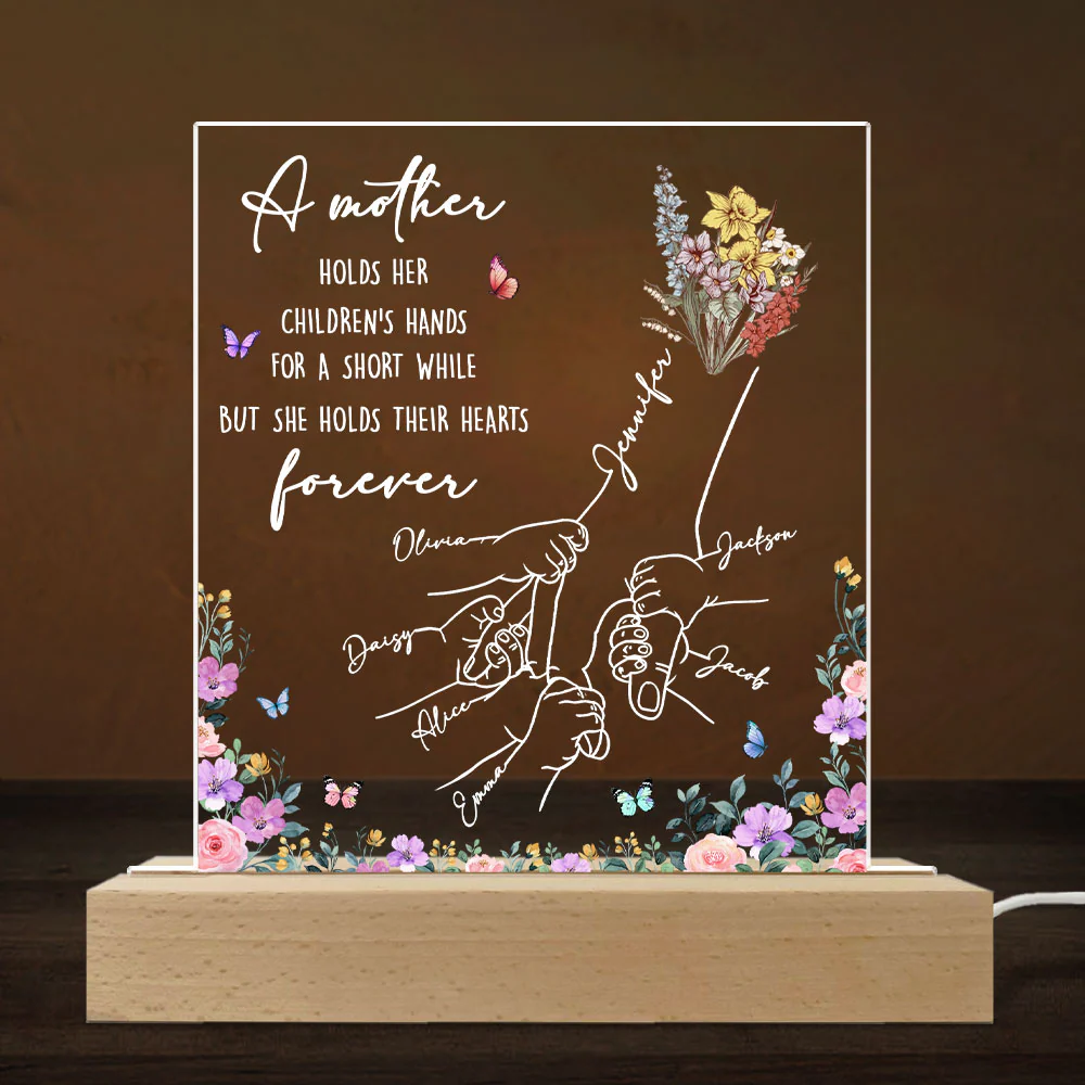 Mother Holds Her Children Heart Forever - Personalized Custom LED Light - Image 5