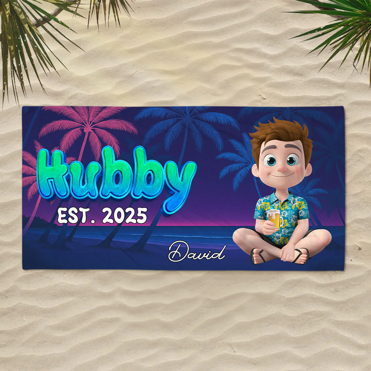 Mr and Mrs Honeymoon - Personalized Custom Beach Towel - Image 2