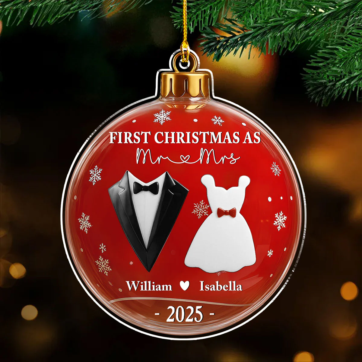 Mr And Mrs - Personalized Custom Acrylic Ornament - Image 2