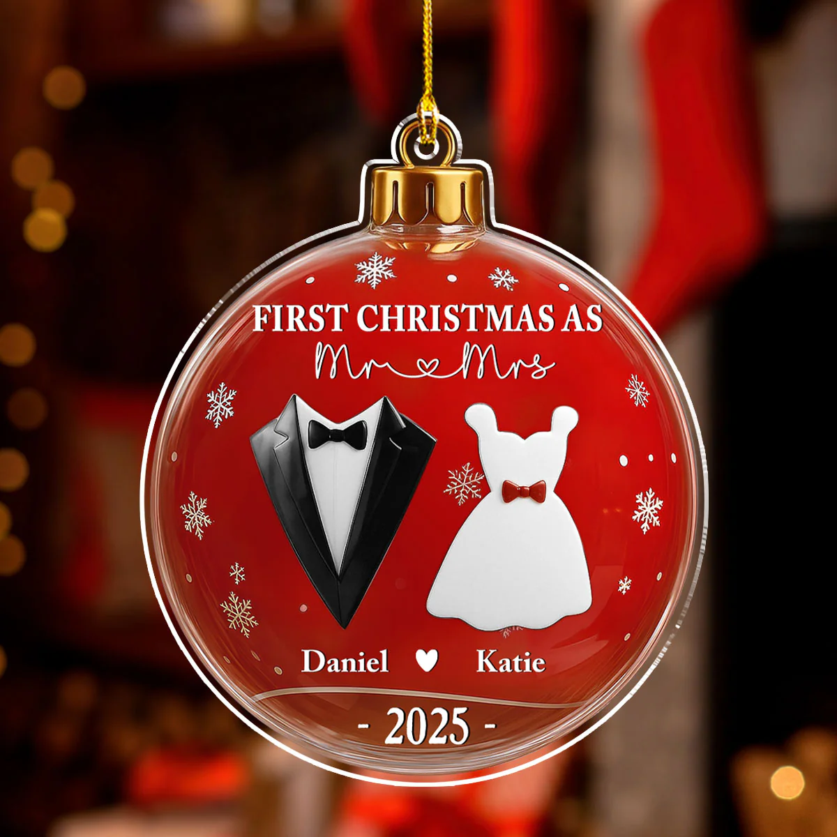 Mr And Mrs - Personalized Custom Acrylic Ornament - Image 3