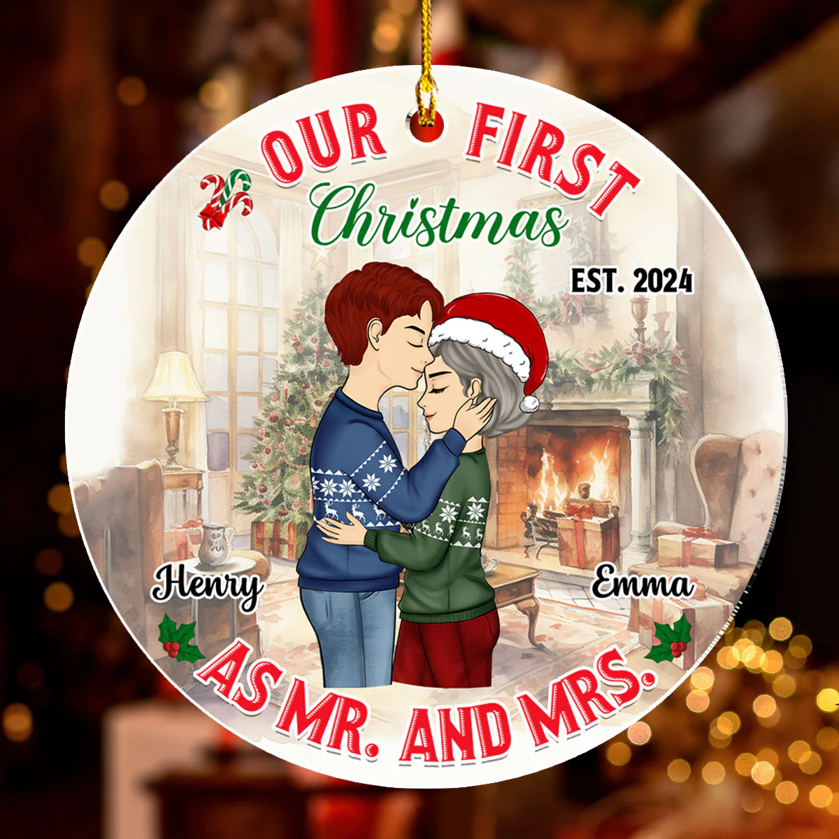 Mr And Mrs - Personalized Custom Acrylic Ornament - Image 3