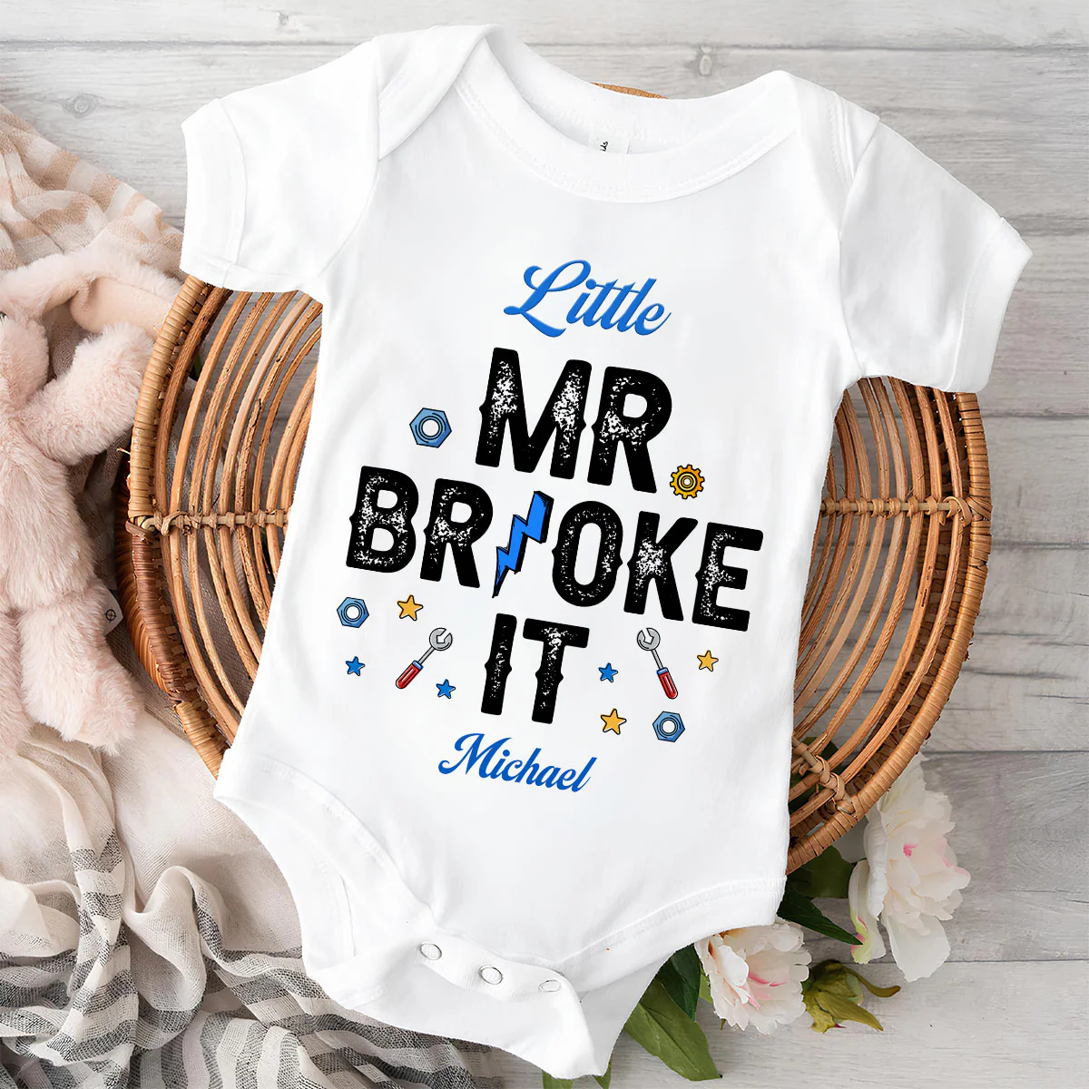 Mr Fix It And Little Broke It - Personalized Custom T-shirt And Onesie - Image 4