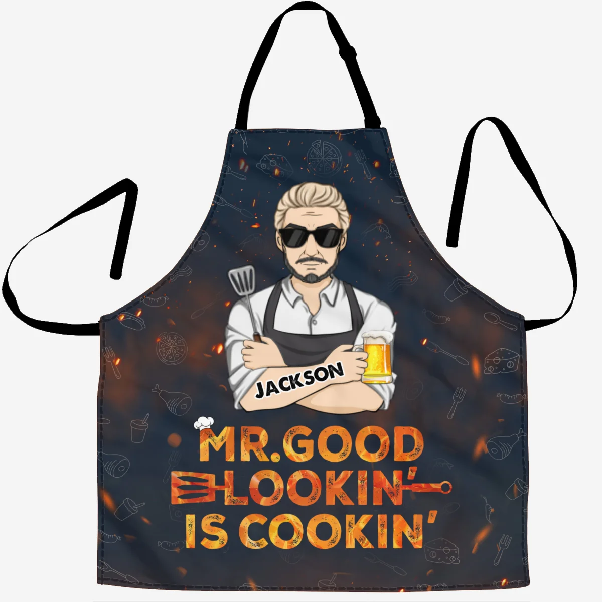 Mr Good Looking Is Cooking - Personalized Custom Apron - Image 5
