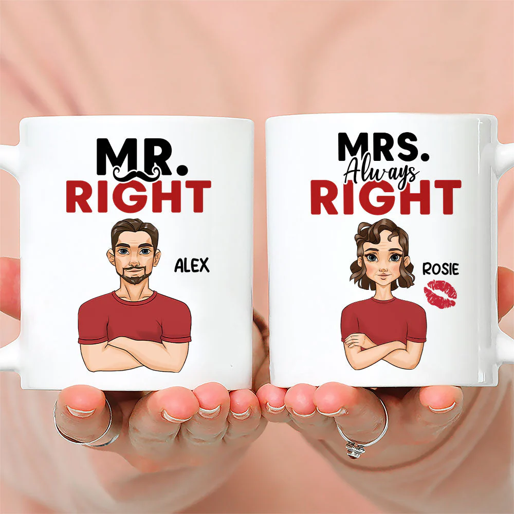 Mr Mrs Right - Personalized Custom Coffee Mug - Image 2