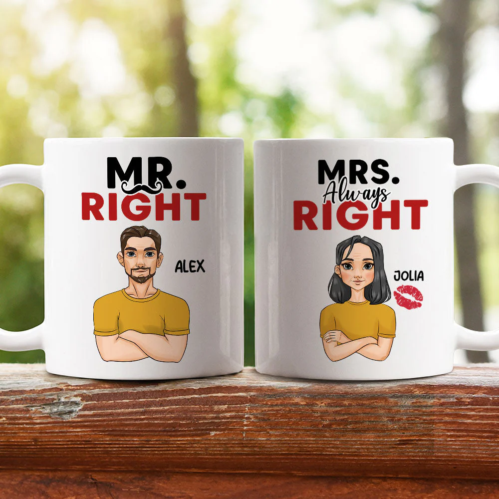 Mr Mrs Right - Personalized Custom Coffee Mug - Image 4