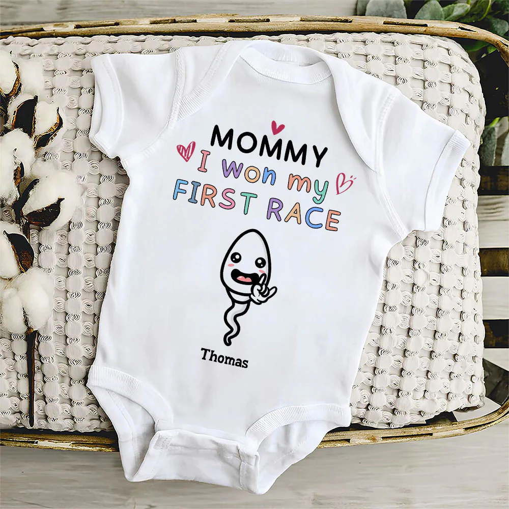 Mummy I Won First Race - Personalized Custom Baby Onesie - Image 3