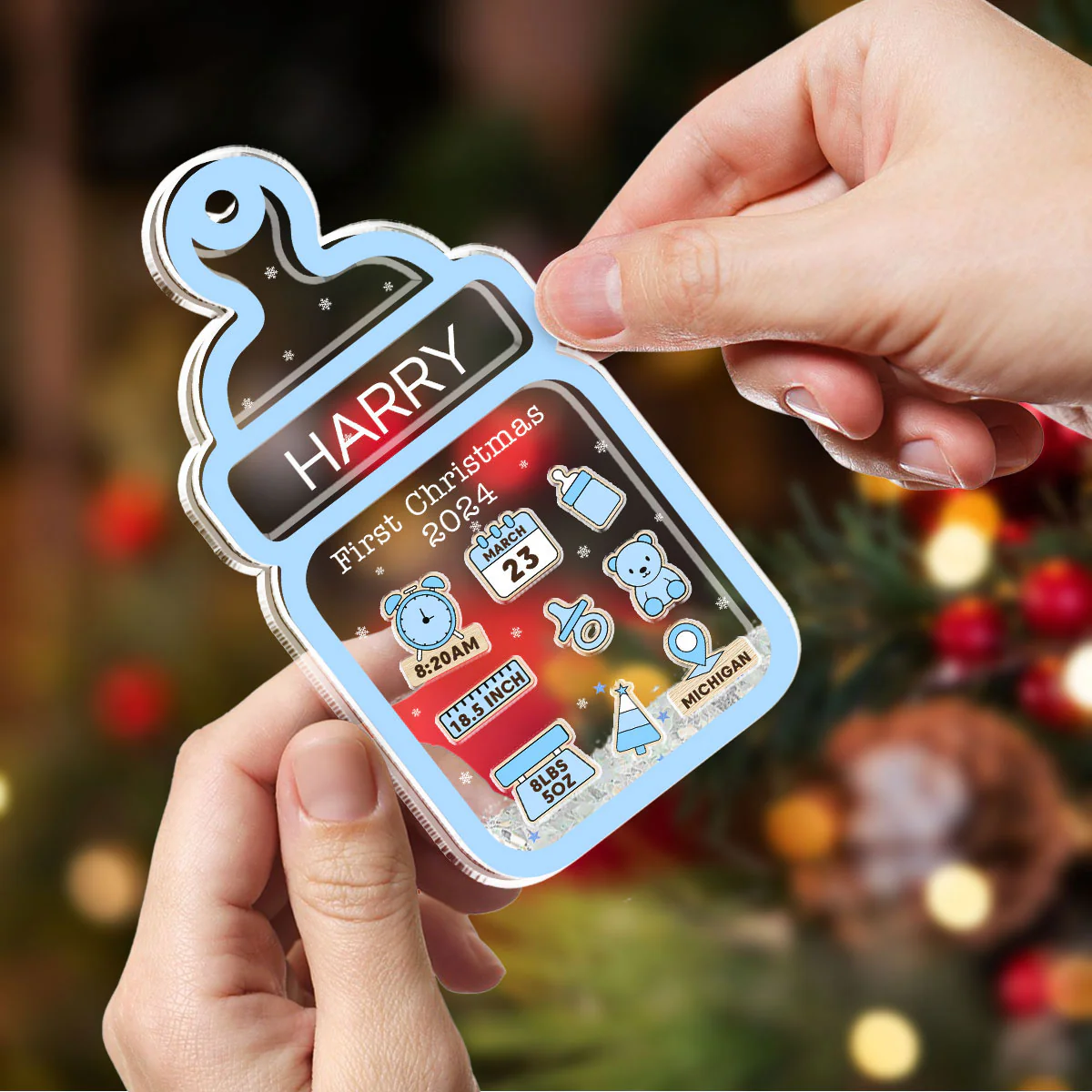 My 1st Christmas - Personalized Custom Acrylic Shaker Ornament - Image 2