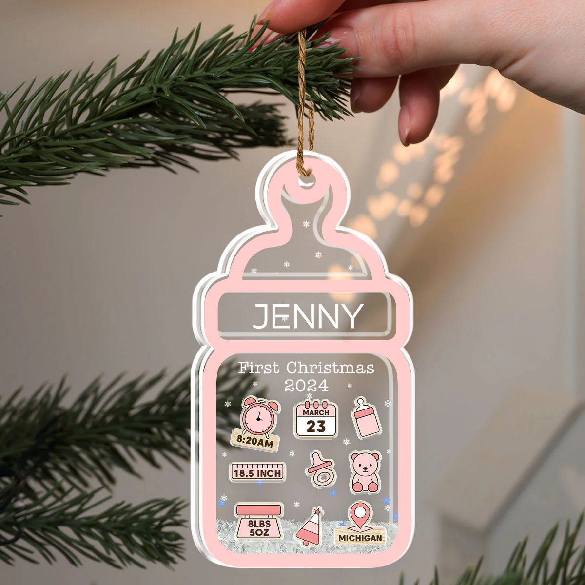My 1st Christmas - Personalized Custom Acrylic Shaker Ornament - Image 3