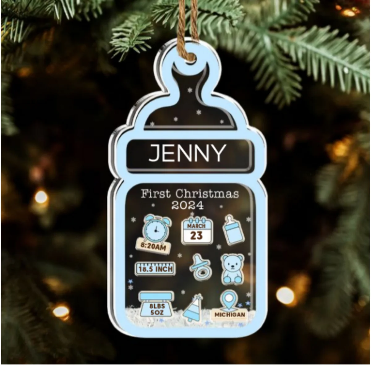 My 1st Christmas - Personalized Custom Acrylic Shaker Ornament - Image 6
