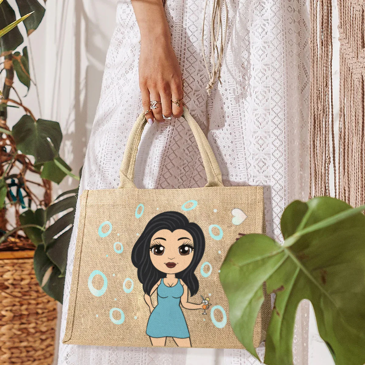 My Adorable - Personalized Custom Jute Tote Bag - Image 2