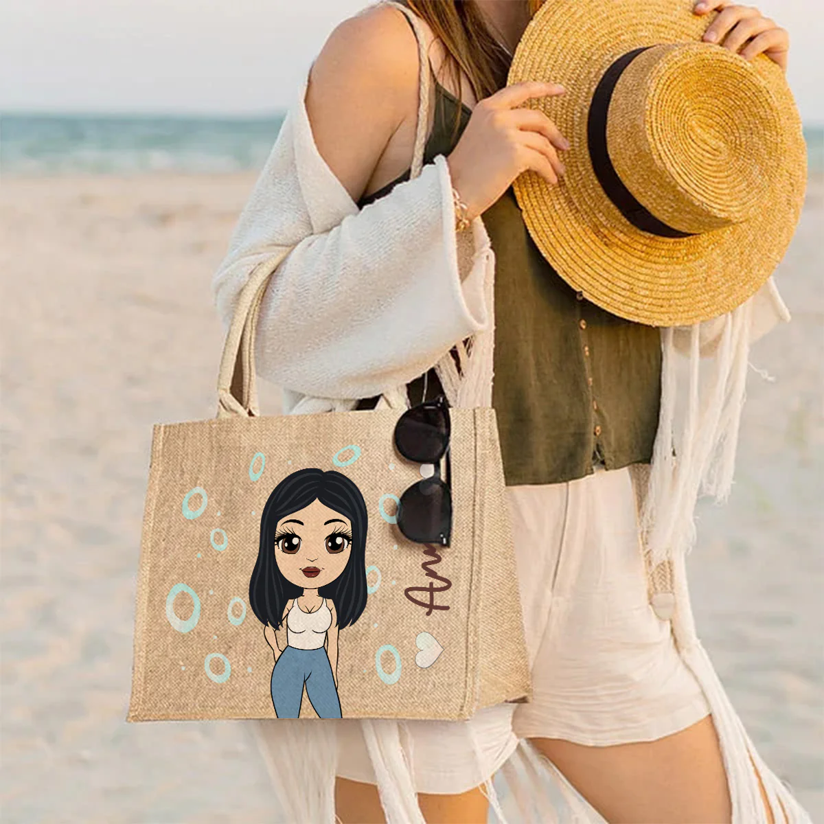 My Adorable - Personalized Custom Jute Tote Bag - Image 3