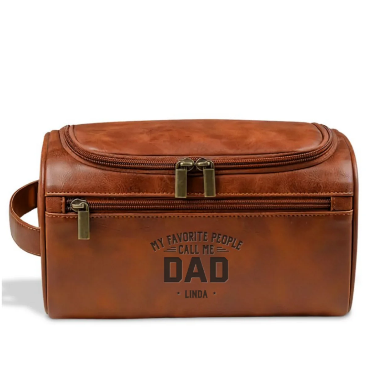 My Beloved People Call Me Daddy - Personalized Custom Engraved Leather Toiletry Bag - Image 6