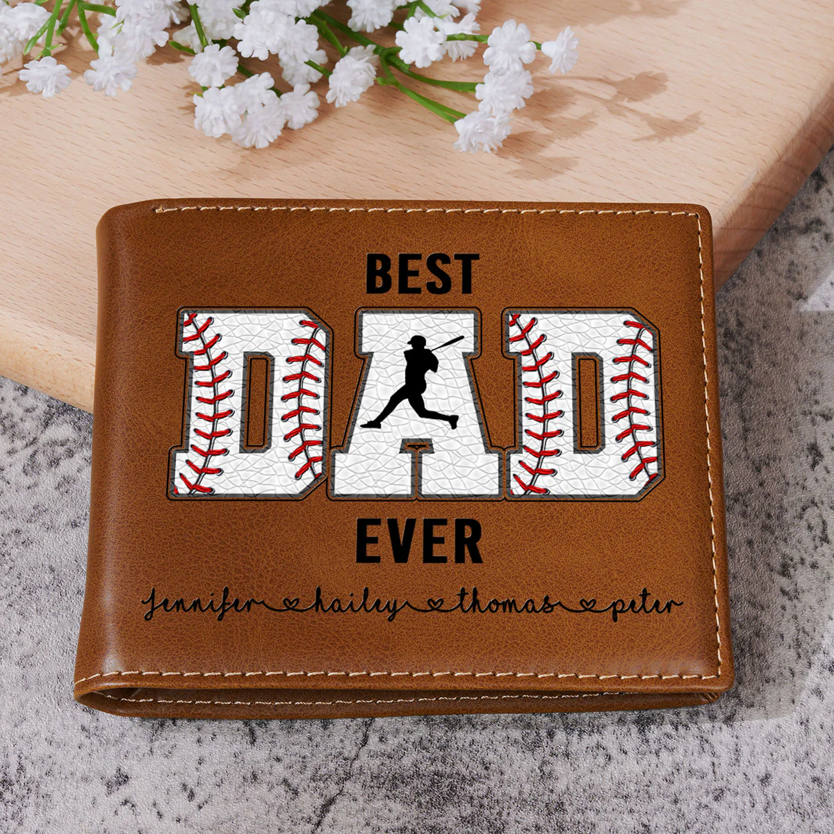 My Best Coach And Biggest Fan - Personalized Custom Printed Men Leather Wallet - Image 2