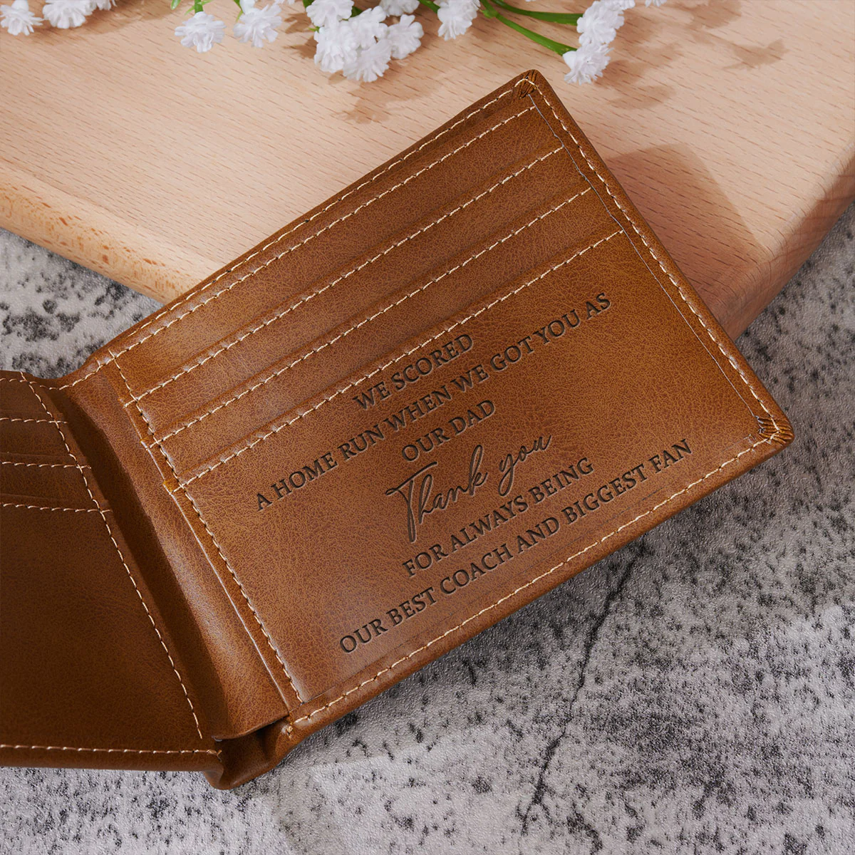 My Best Coach And Biggest Fan - Personalized Custom Printed Men Leather Wallet - Image 3