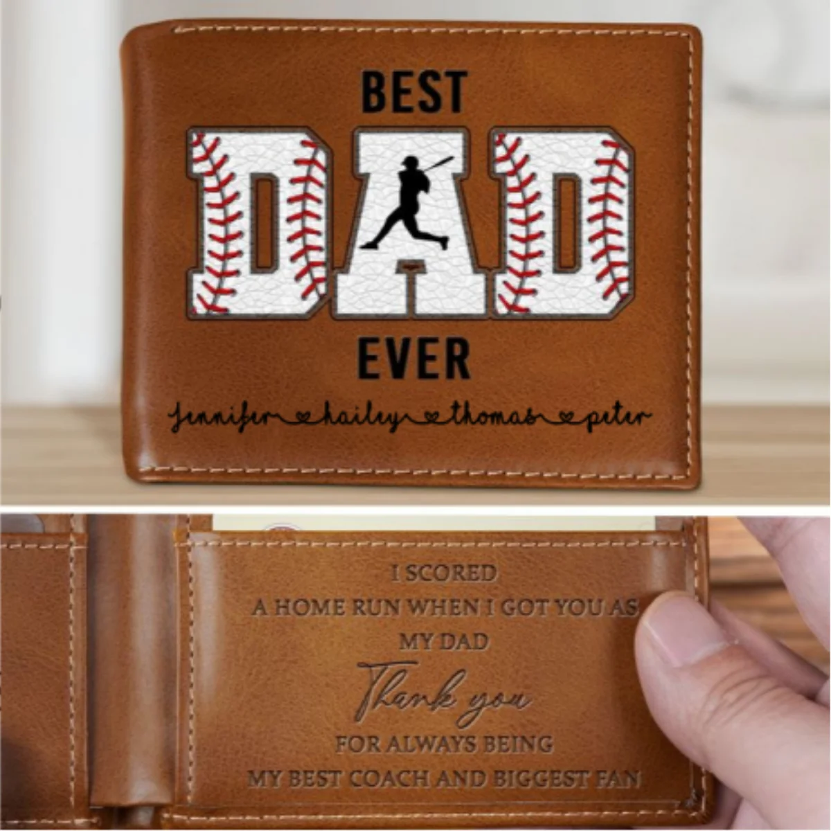 My Best Coach And Biggest Fan - Personalized Custom Printed Men Leather Wallet - Image 7