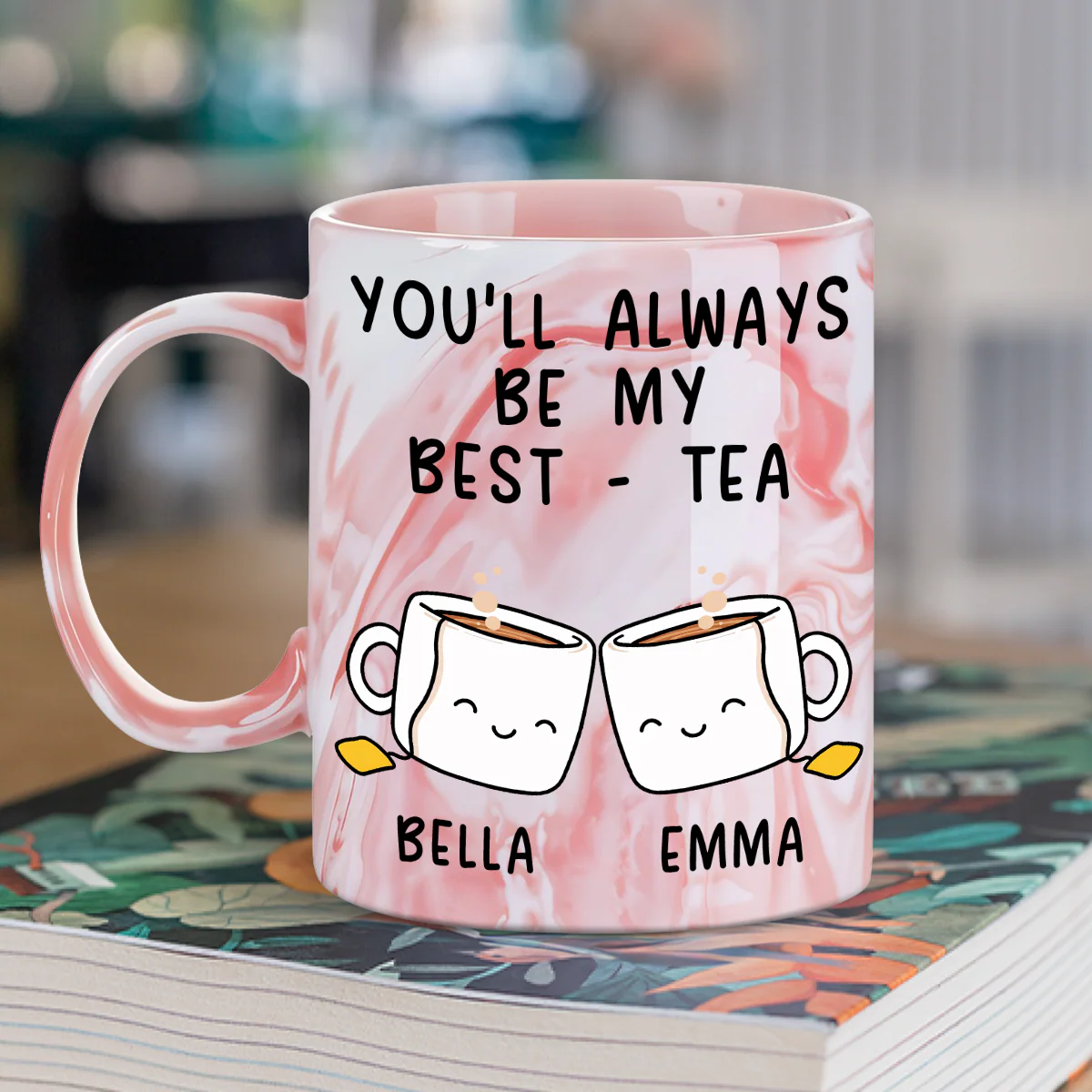 My Best Tea - Personalized Custom Pink Marble Mug - Image 2