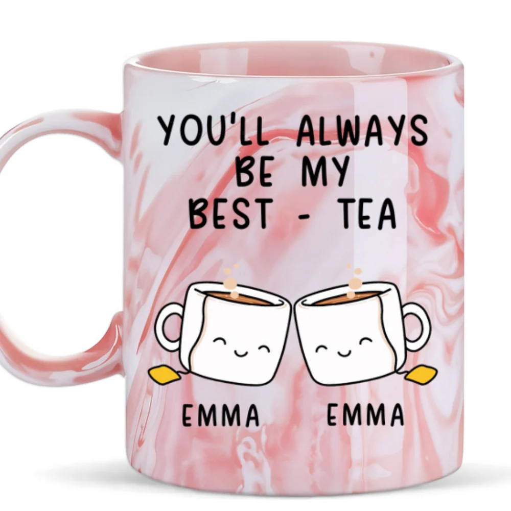 My Best Tea - Personalized Custom Pink Marble Mug - Image 6
