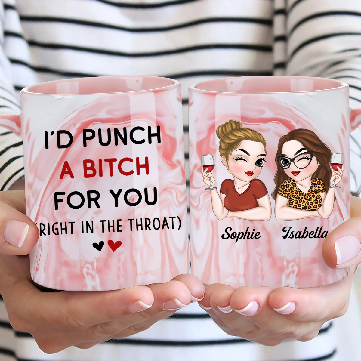 My Besties - Personalized Custom Pink Marble Mug - Image 4
