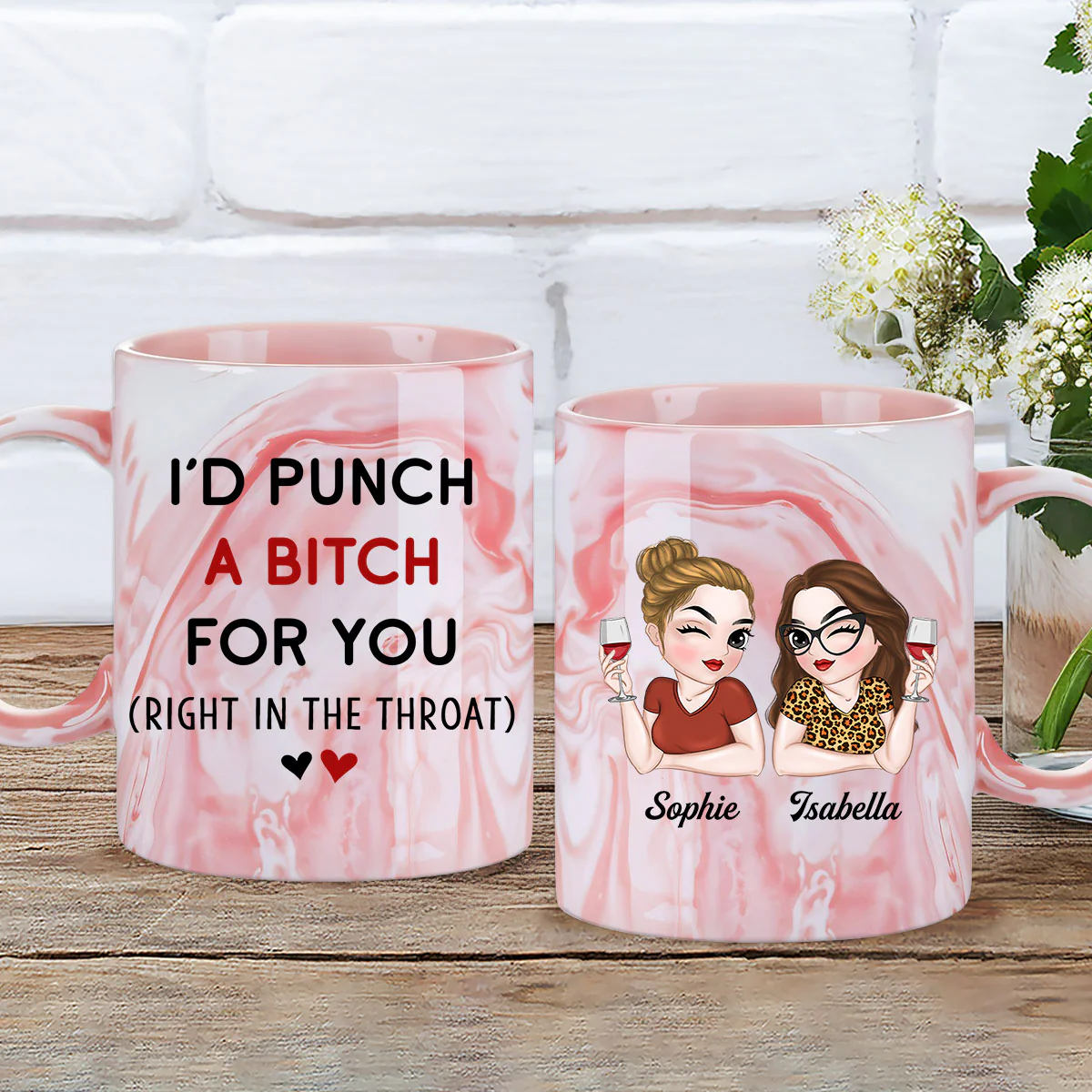 My Besties - Personalized Custom Pink Marble Mug - Image 5
