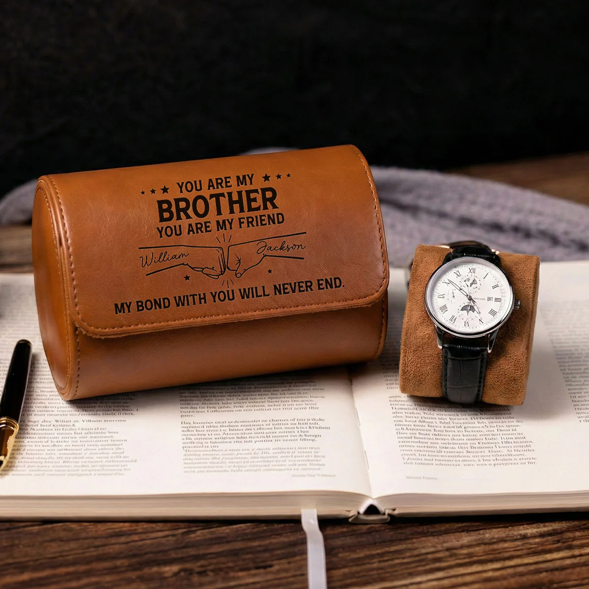 My Bond With You - Personalized Custom Leather Watch Case - Image 3
