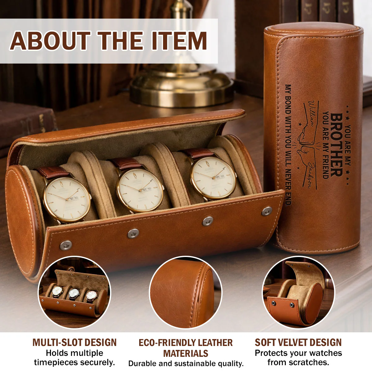 My Bond With You - Personalized Custom Leather Watch Case - Image 7