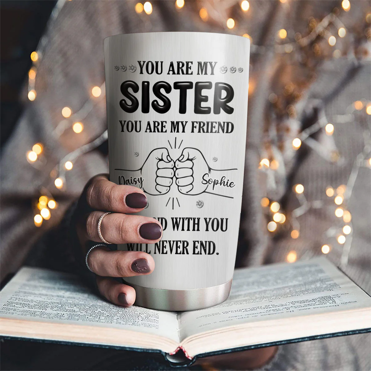 My Bond With You Sister - Personalized Custom Tumbler - Image 4