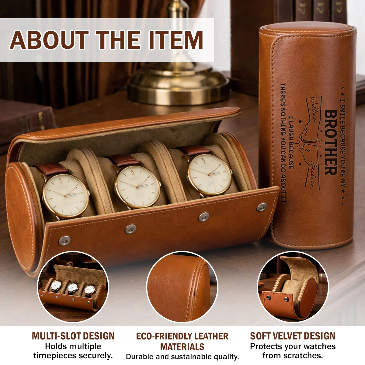 My Brother Version - Personalized Custom Leather Watch Case - Image 7