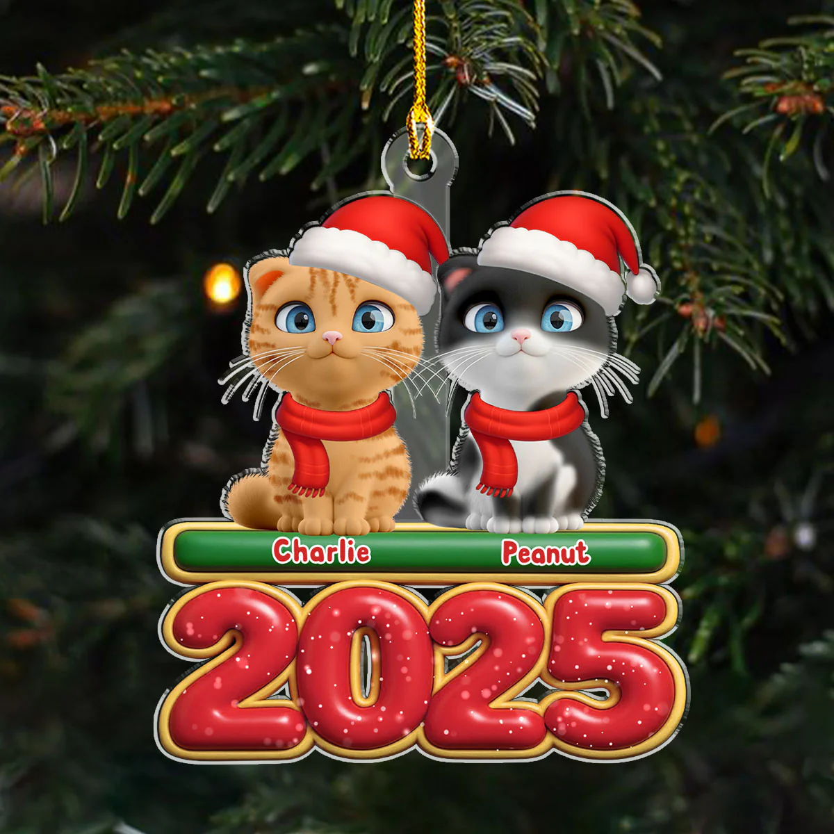 My Cat Is Here - Personalized Custom Acrylic Ornament - Image 5