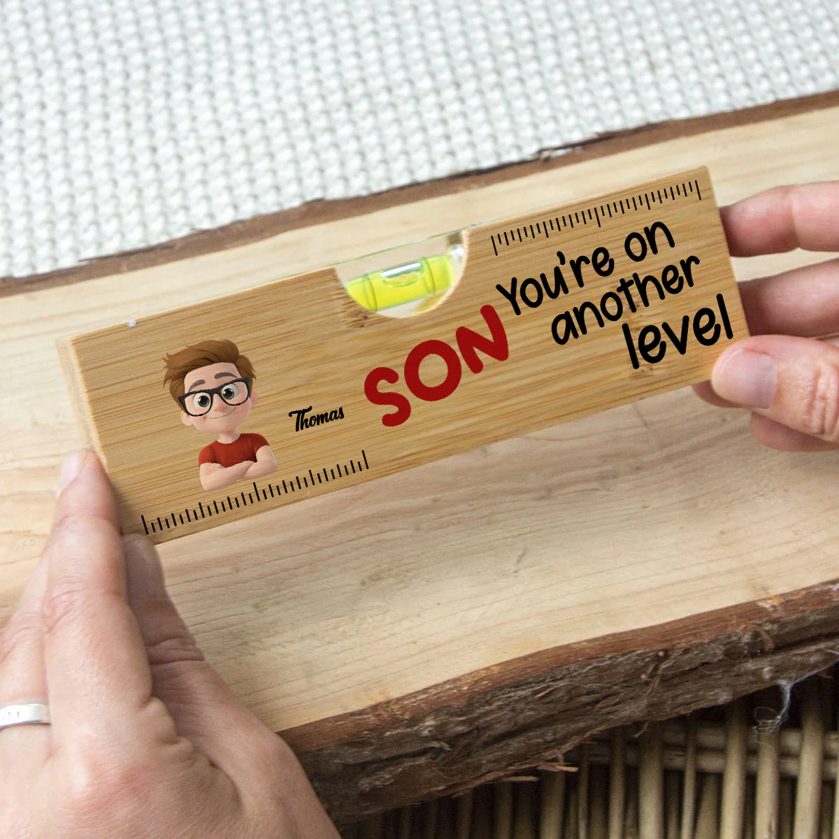 My Child Are On Another Level - Personalized Custom Wooden Spirit Level Bottle Opener - Image 2