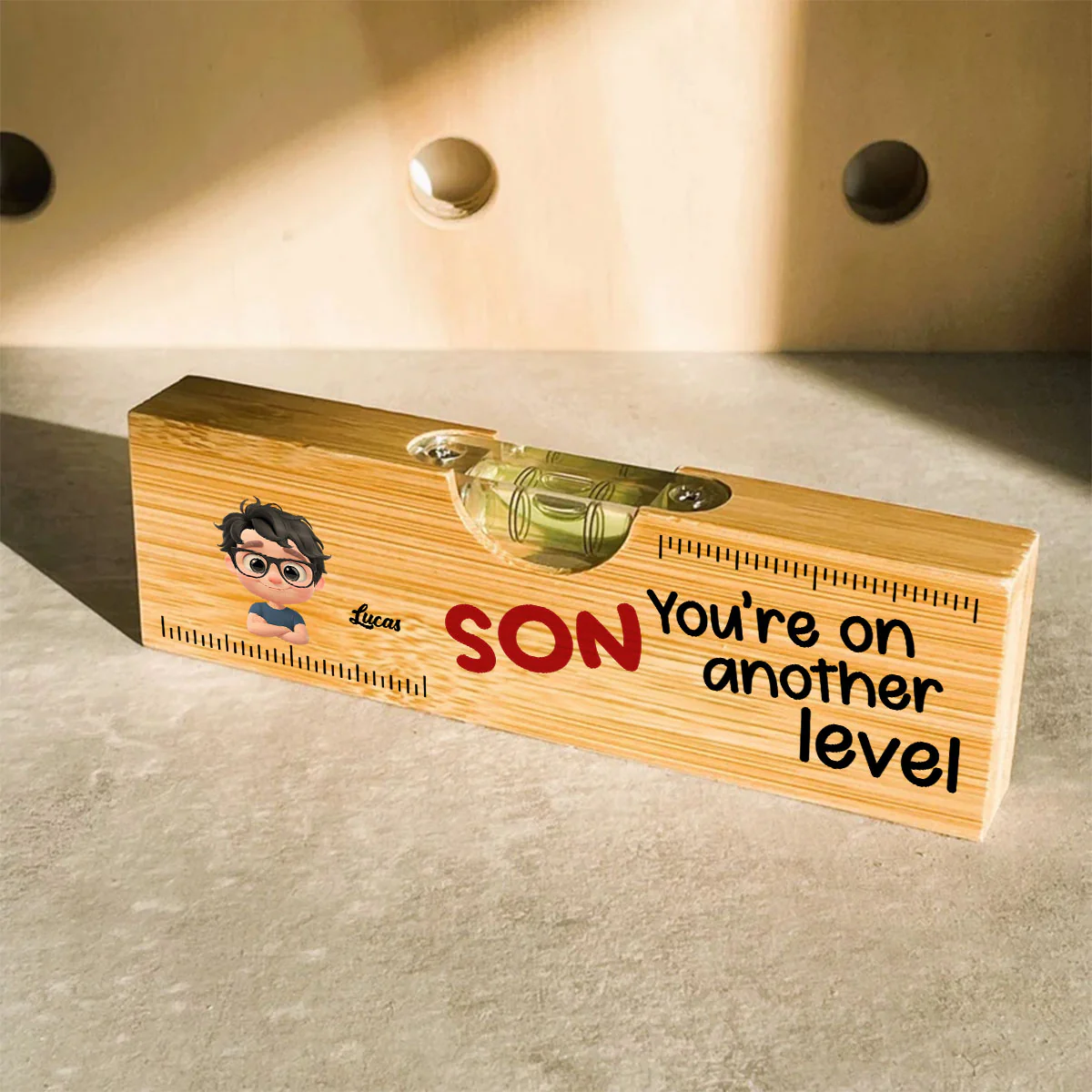 My Child Are On Another Level - Personalized Custom Wooden Spirit Level Bottle Opener - Image 4