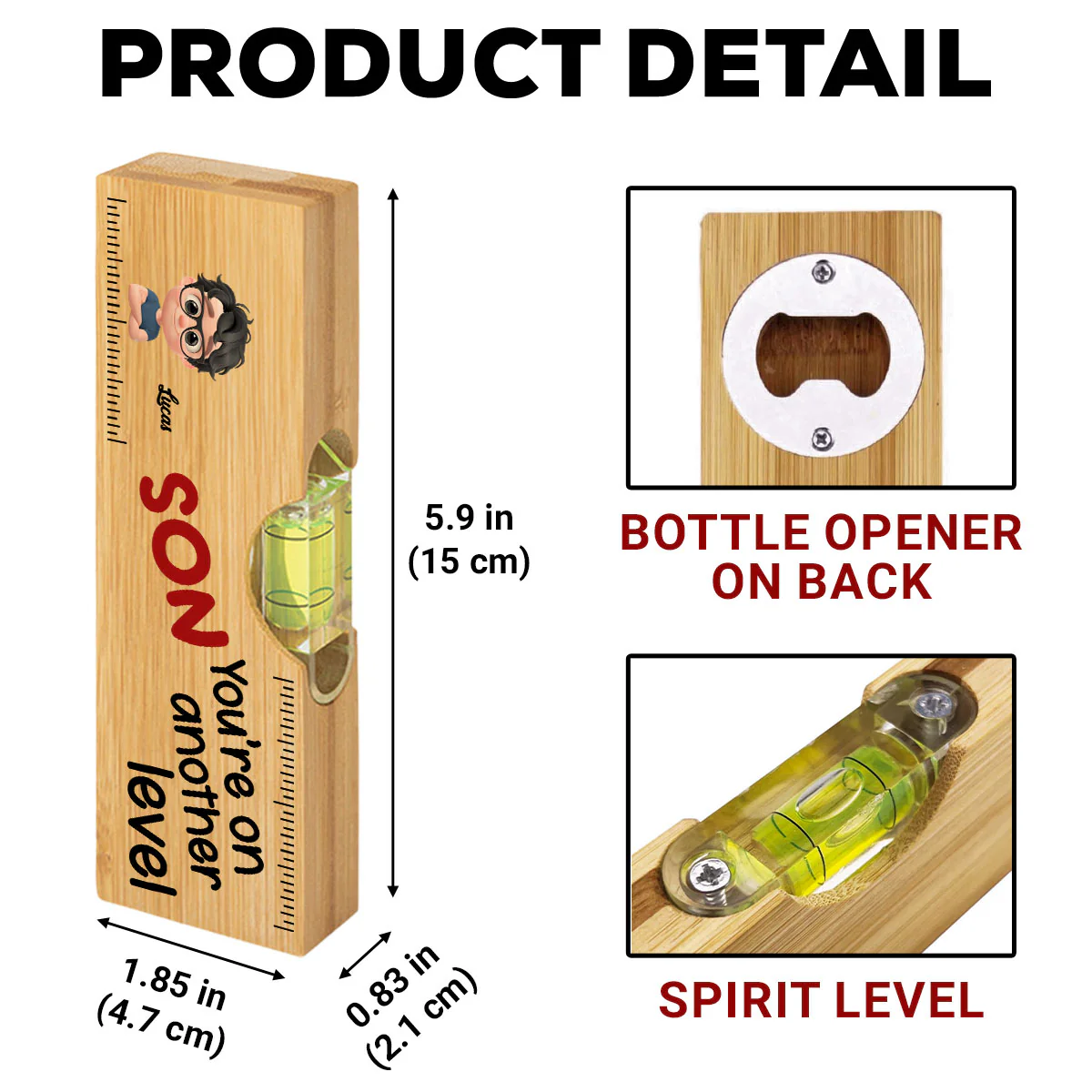 My Child Are On Another Level - Personalized Custom Wooden Spirit Level Bottle Opener - Image 5