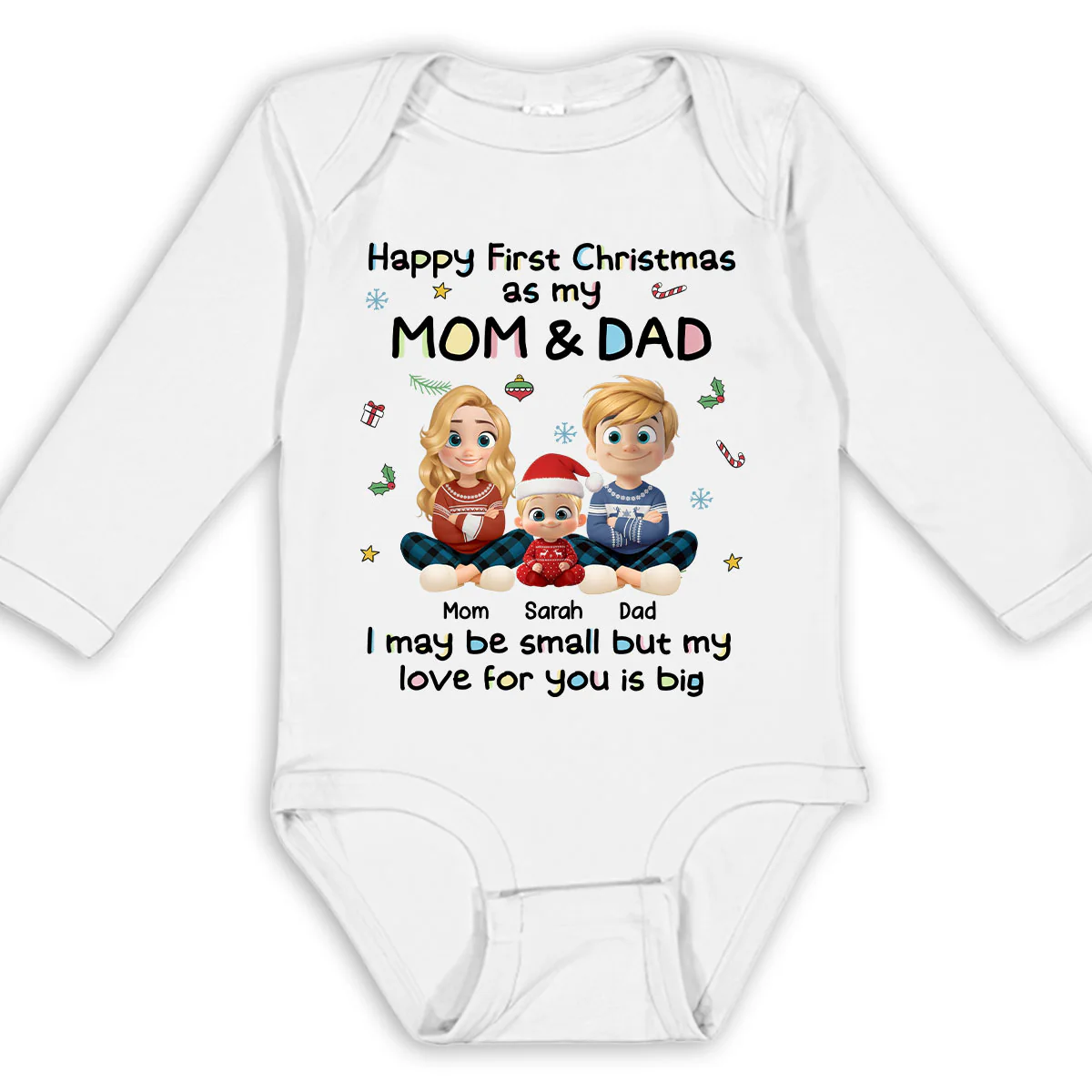 My Christmas With Mom And Dad - Personalized Custom Long Sleeve Baby Onesie