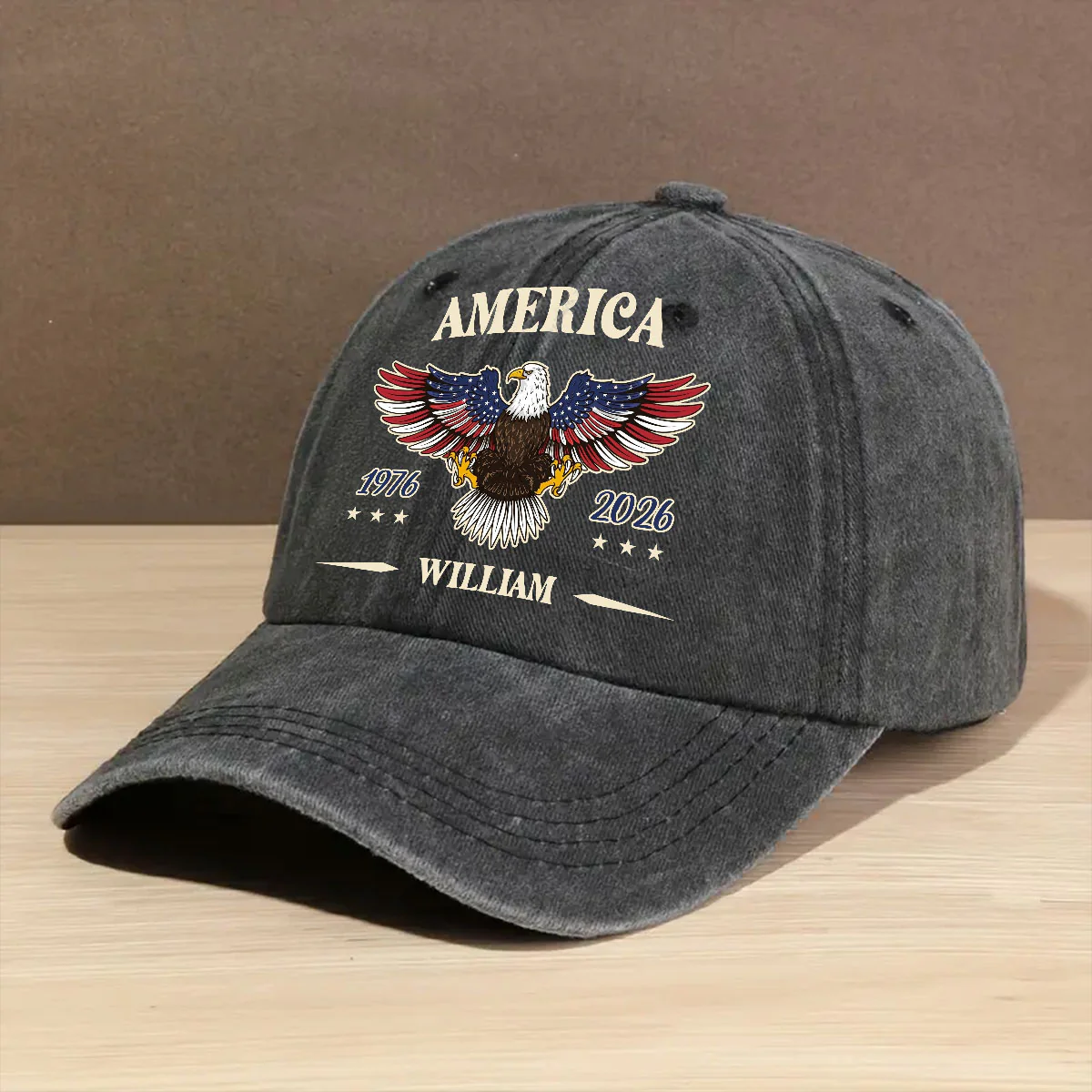 My Country - Personalized Custom Vintage Washed Denim Cap - Image 2