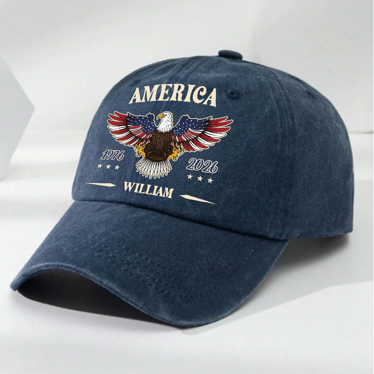 My Country - Personalized Custom Vintage Washed Denim Cap - Image 3