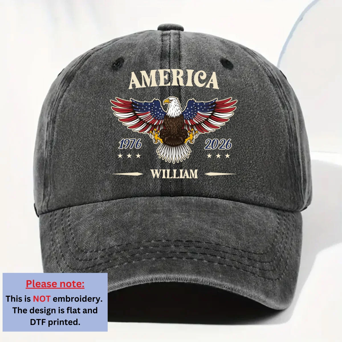 My Country - Personalized Custom Vintage Washed Denim Cap - Image 7